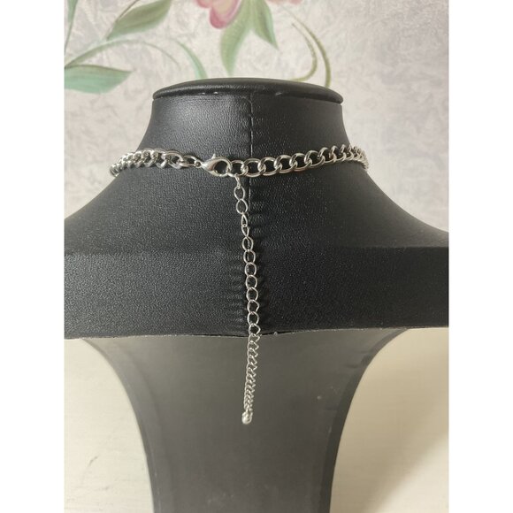 Silver-Tone Chain Necklace Lobster Clasp Adjustable Length 14 Inches - Picture 4 of 4